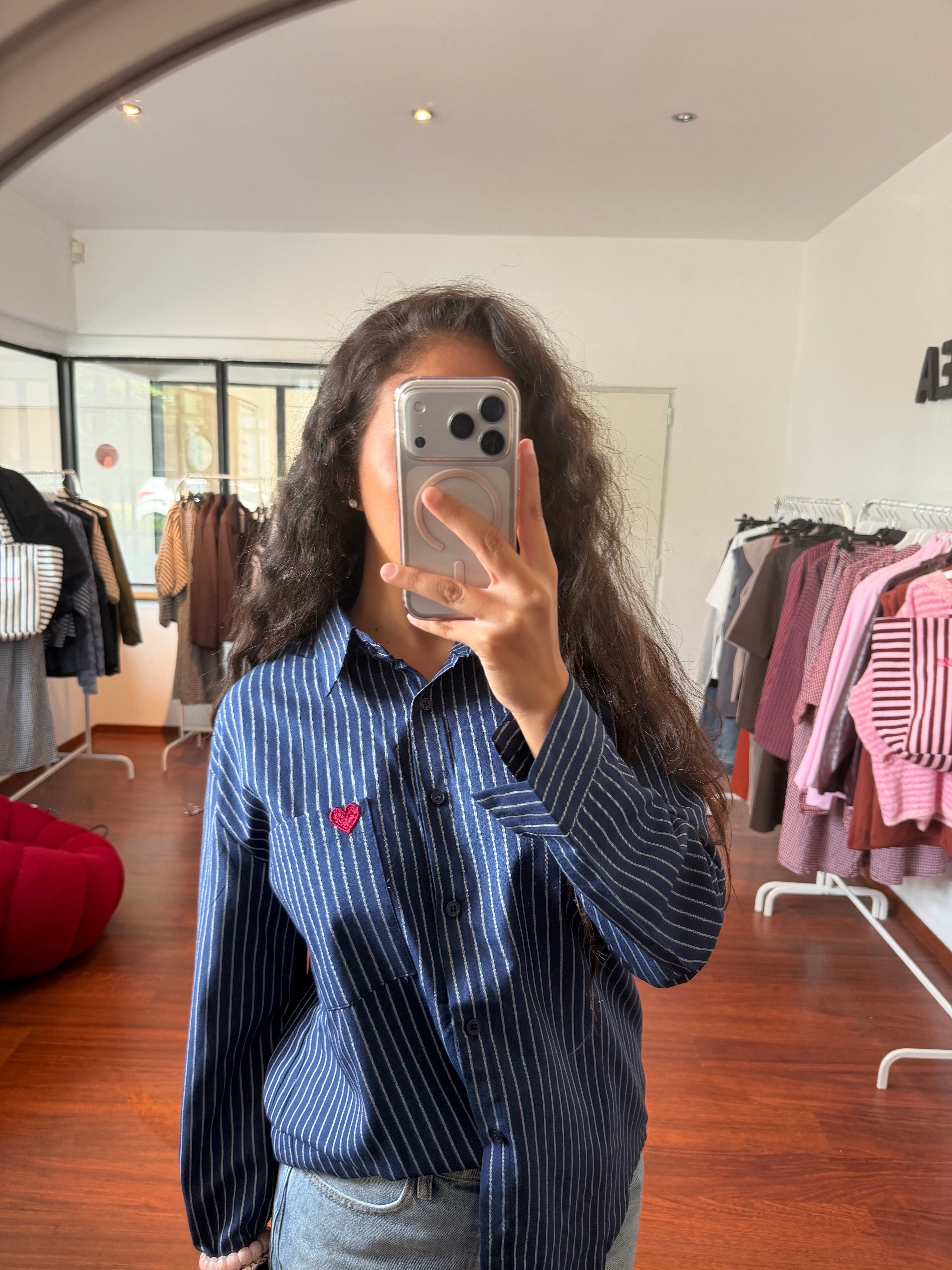 Chemise LOVE bleu marine