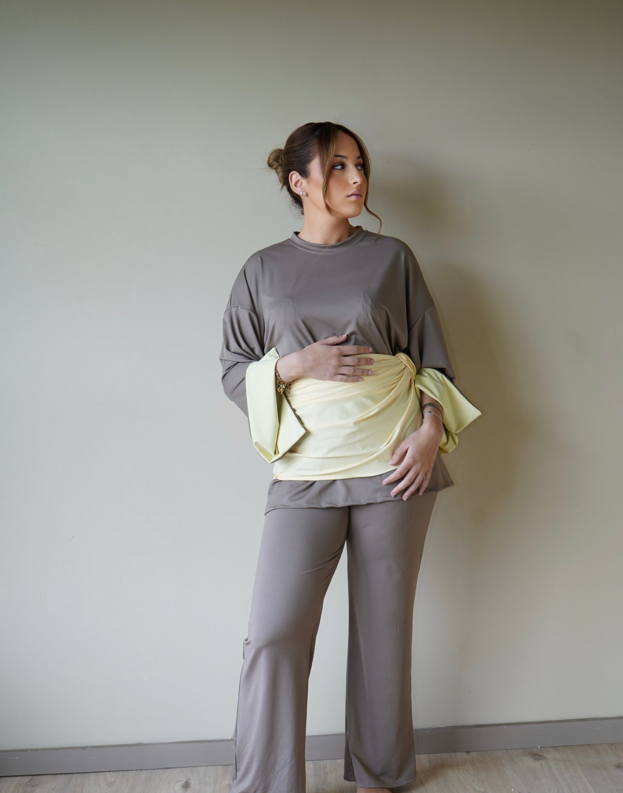 Burkini classy BICOLORE JAUNE X TAUPE